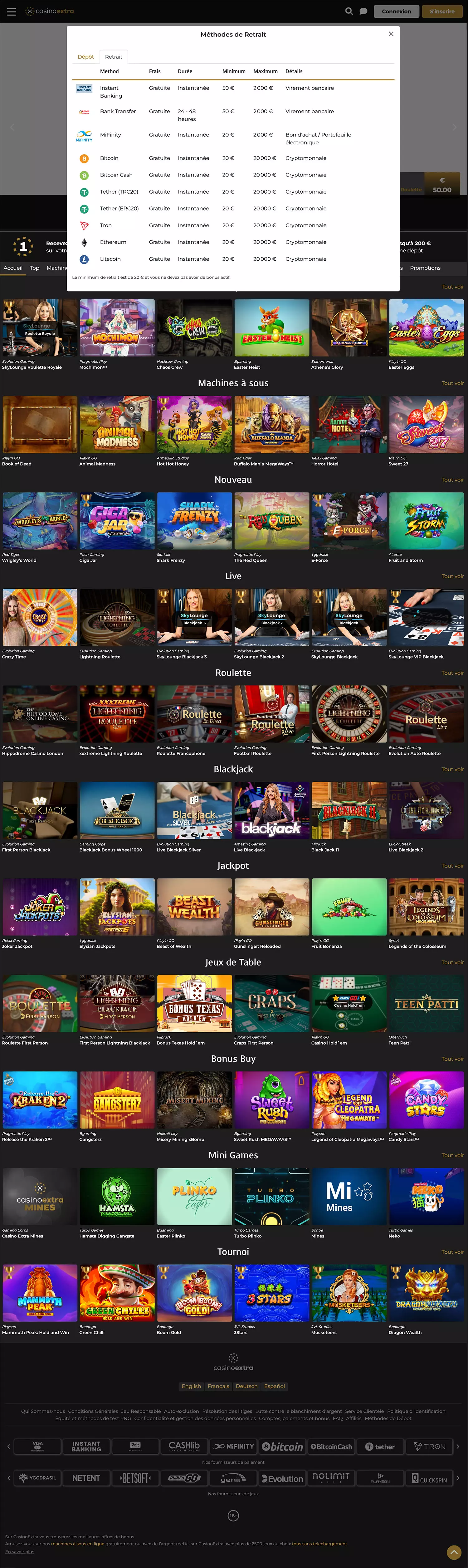 casino extra retrait